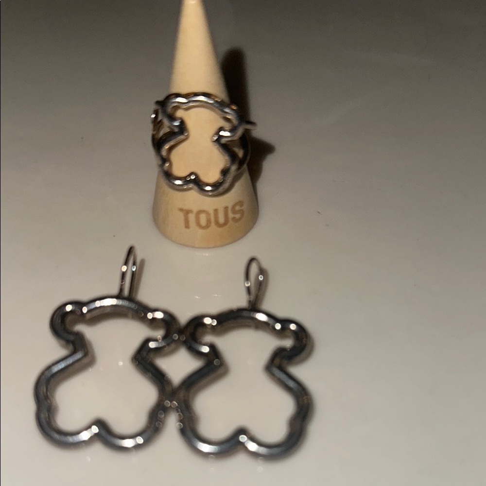 Tous Silver Bear Earrings and Ring Set